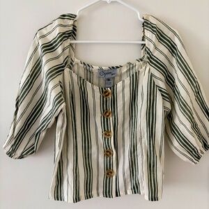 NWT Spoons Jeans Striped Button-Down Women's Blouse